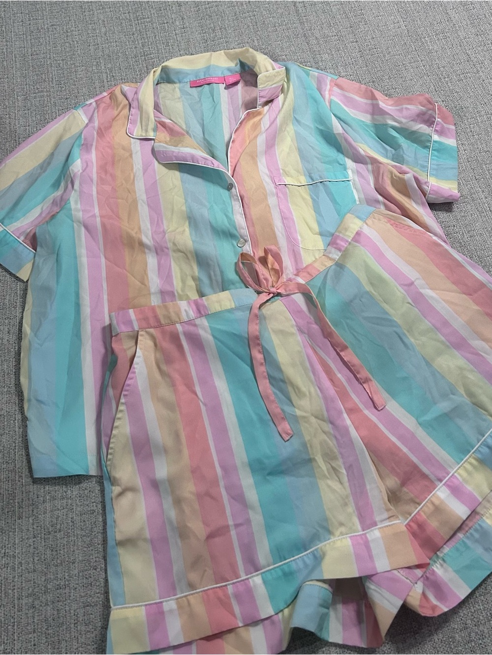 Isaac Mizrahi Pastel Striped Sleepwear in Mint, Pink, Blue and Cream. Size L